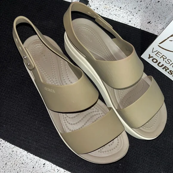 Crocs Women’s Platform Sandal in Dark Beige - Picture 3 of 11